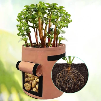 

Non Woven Tree Fabric Pots Grow Bag Root Container Plant black hand with planting flowers nonwoven bags Grows Culture