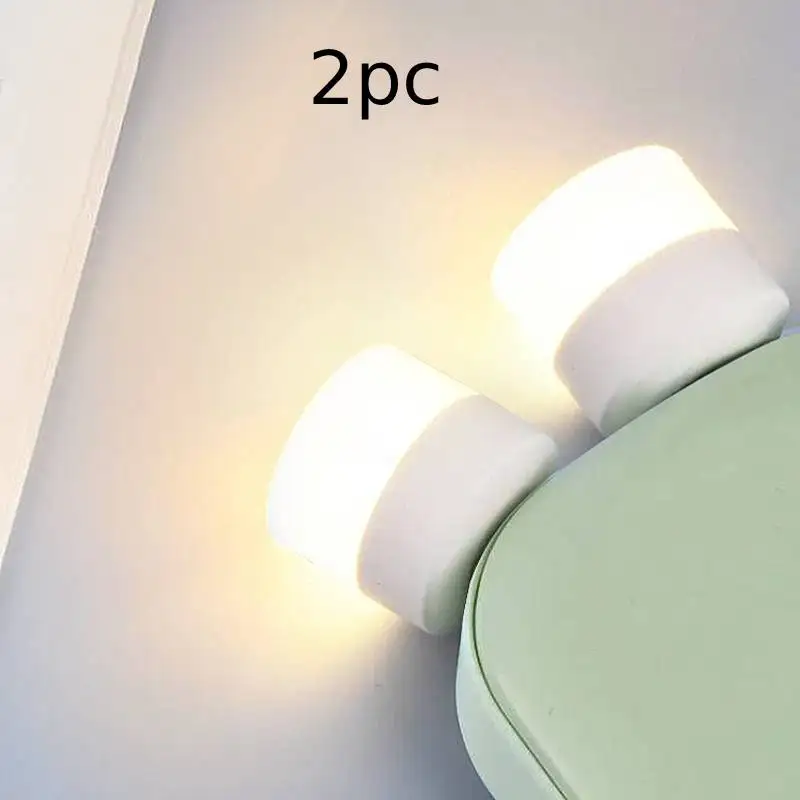 2pcs/1pc USB Plug Lamp Computer Mobile Power Charging Small Book Lamps LED Eye Protection Reading Light Small Round Night Lights