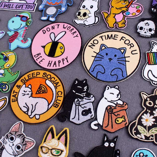 Toppe Termoadesive Cartoon Gatto - 9 Pezzi Per Decorare E Riparare Vestiti - Foto 2