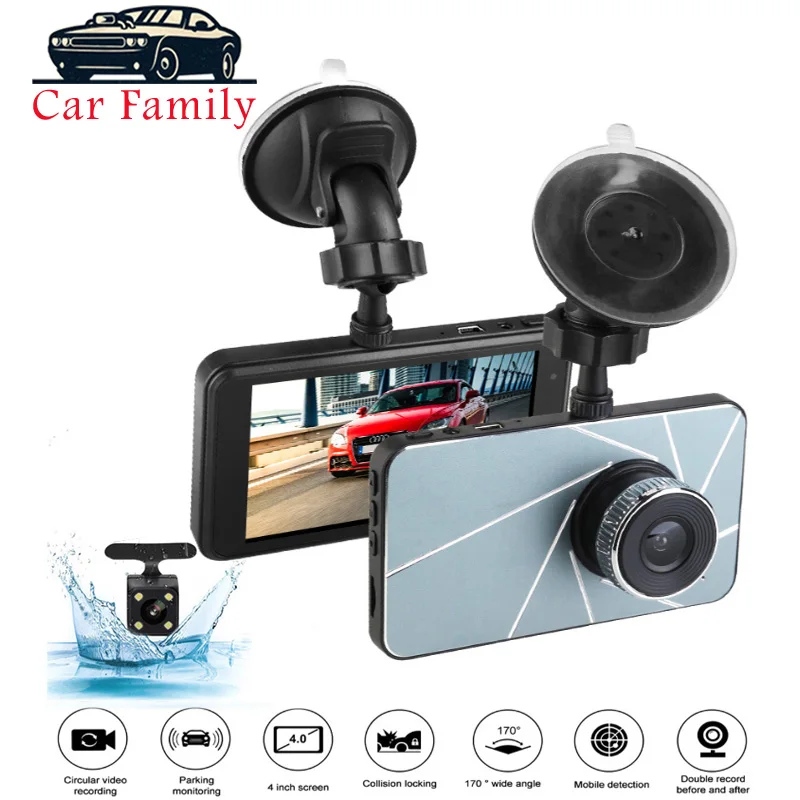 Car Family 2019 New DVR Dash Cam 4 inch Full HD 1080P Camera Dual Lens Night Vision 24H Parking Monitor Dashcam G-sensor | Автомобили и
