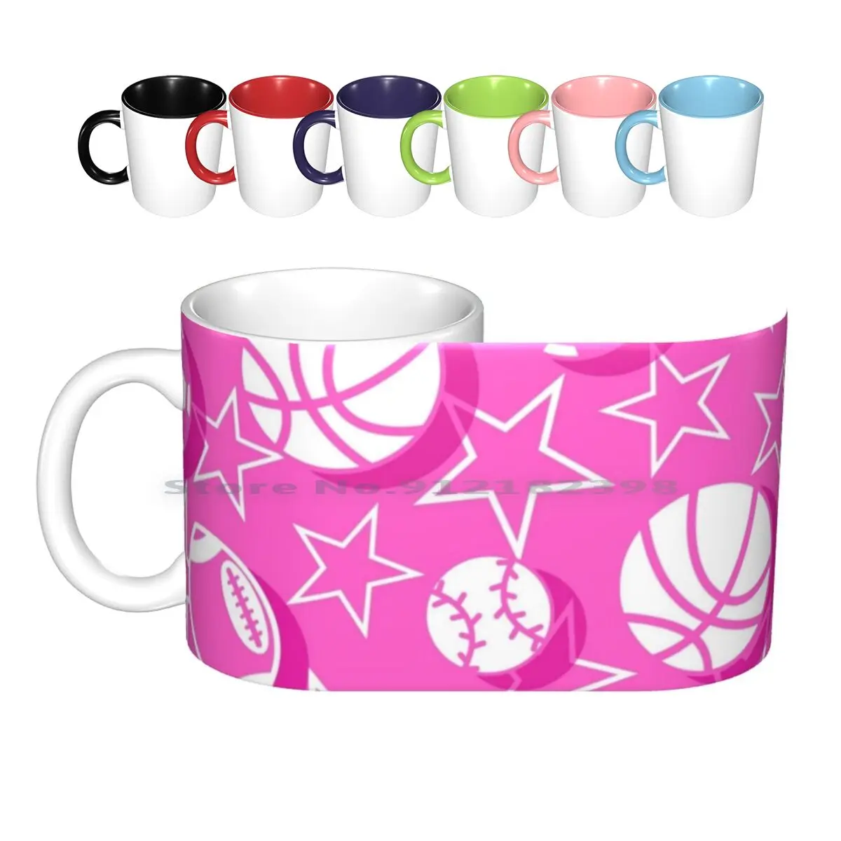 Спортивные розовые керамические кружки Tea m, кофейные чашки, кружка для молока и чая, спортивные кружки для девушек и женщин с рисунком звезд и шаров, розовый Адам, Fahey, креативные