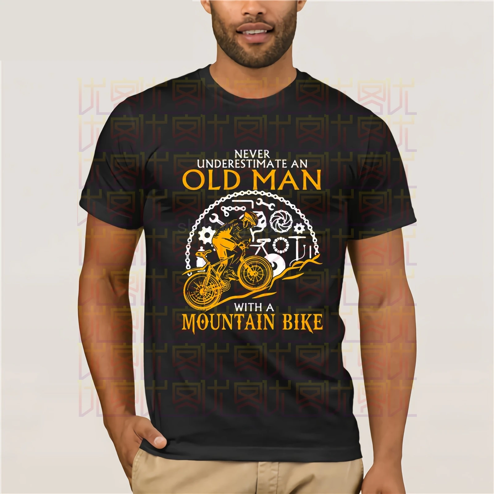 Geek Never занижает старину с велосипедом MTB Футболка мужская белая коротким рукавом