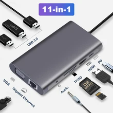 USB-концентратор OFCCOM с Type C на Multi USB 3,0, HDMI 4k VGA RJ45 Lan адаптер, док-станция для MacBook Pro Type C, док-станция