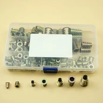 

120pcs Woodworking Threaded Screw Home M4 M5 M6 M8 M10 Hex Socket Furniture Inserts Nut Kit Tool Zinc Alloy Rustproof Portable