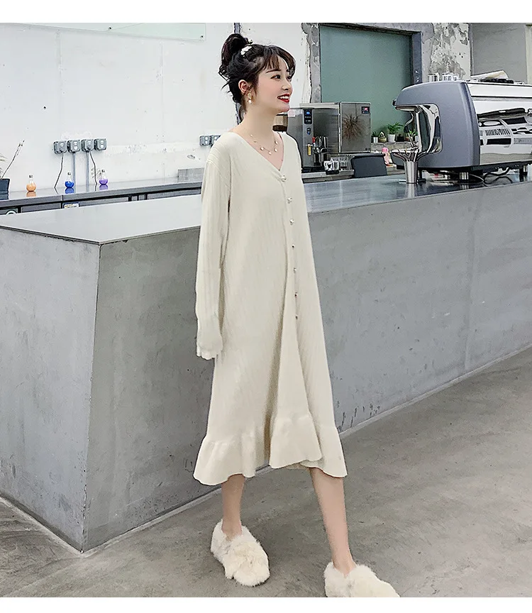 2020 Fashion Maternity Dress Loose spring autumn winter Skirt Pregnancy Clothes For Knit Pregnant Women Sweater (27)