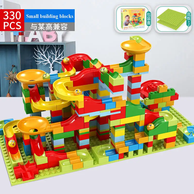 Beste 52 330PCS Nieuwe Marmeren Ras Run Doolhof Bal Jungle Adventure Track Bouwsteen Kleine Size Bricks Compatibel LG blok kid geschenken