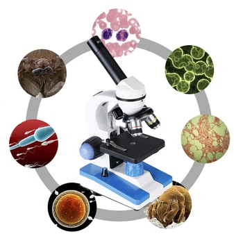 

All Metal 40X-640X Magnification LED Light Cordless Lab Biology Biological Class Cordless Beginner Microscope / EU