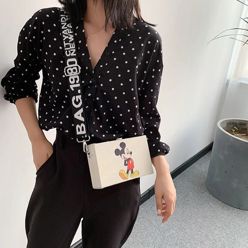 Disney Cartoon Mickey Mouse Ladies Square Messenger Package Girls Chain Shoulder Bag Women Messenger Handbags Bolso de hombro