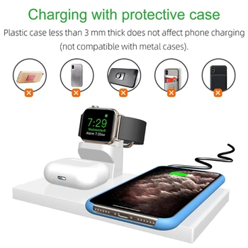 

3in1 Universal 10W Wireless Charger Stand Dock Station for -Airpods i-watch Series 1 2 3 4 5 Mobile Phones Cellphones Chargers