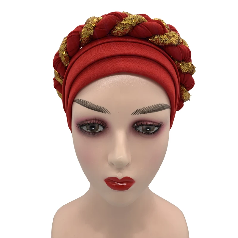 african culture clothing Latest African Auto Geles Headtie Already Made Headties Shinning Sequins Turban Cap for Women Ready Female Head Wraps african traditional clothing Africa Clothing