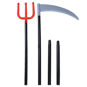 

2pcs Halloween Weapon Toy Scythe Large Fork Prop Funny Children Toy Halloween Performance Supply Costume Accessory For Kids