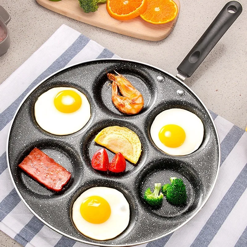 

4-Hole Maifan Stone Four Hole Omelette Pan Mini Nonstick Egg Pan Dumpling Pot Breakfast Love Heart Mould Fried Non-Stick Egg Pot