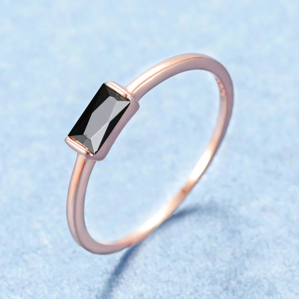 Милое женское маленькое кольцо с черным камнем, Настоящее 925 пробы, серебряное кольцо на палец, кольца для помолвки для женщин