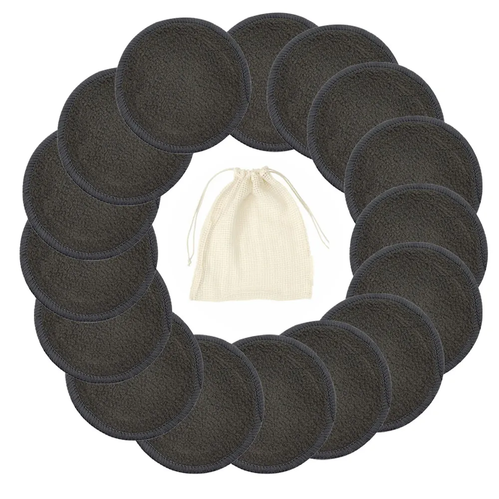 black 16pcs 16 шт. подушечки для снятия макияжа многоразовые ватные диски средство для снятия макияжа для лица бамбуковые волокна уход за кожей лица подушечки для чистки кожи - Цвет: black 16pcs