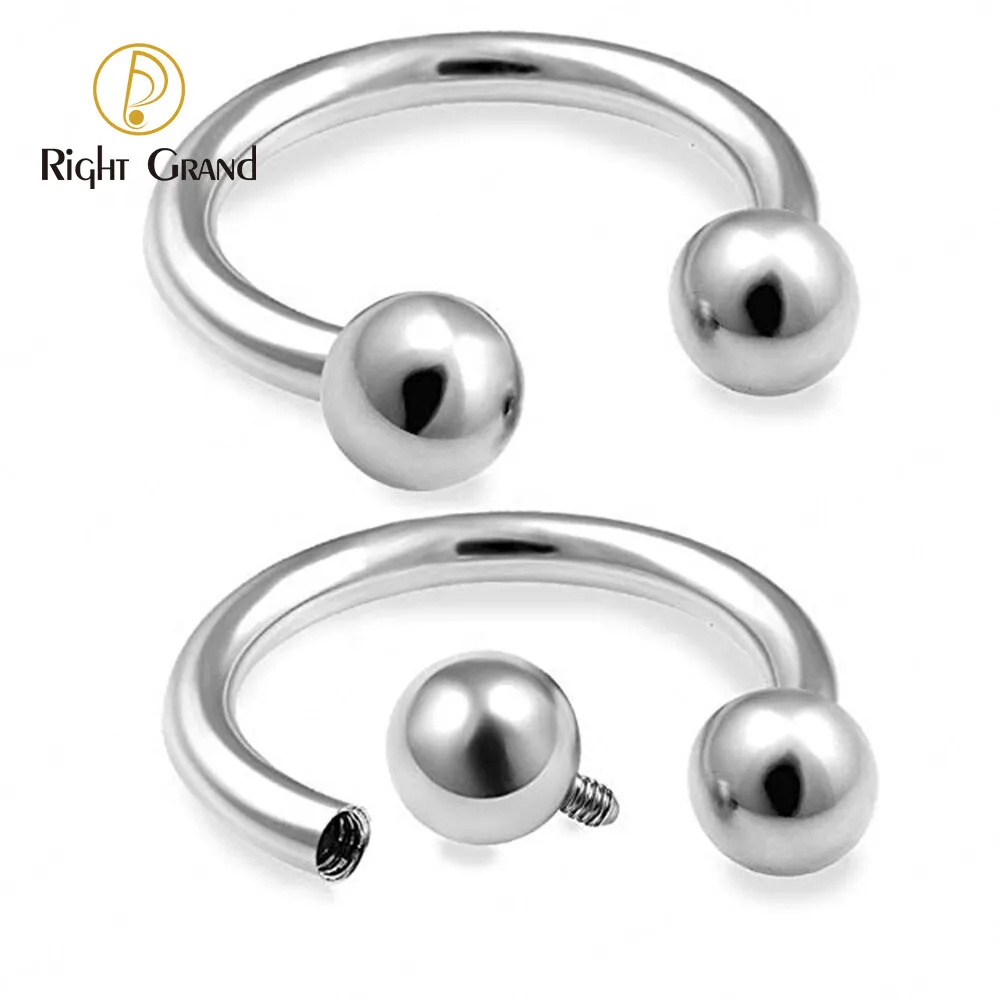 Piercing Jewelry 5pcs/lot Right Grand Implant Grade Internally Threaded Titanium Horseshoe Circular Barbells Body