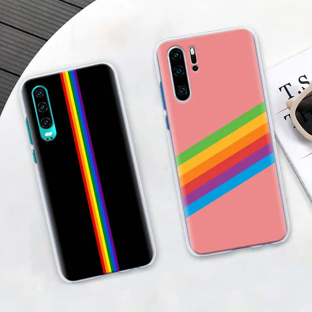 Чехол для телефона с радужным флагом геев и лесбиянок Huawei P20 P30 Pro P40 + Lite P Smart Z