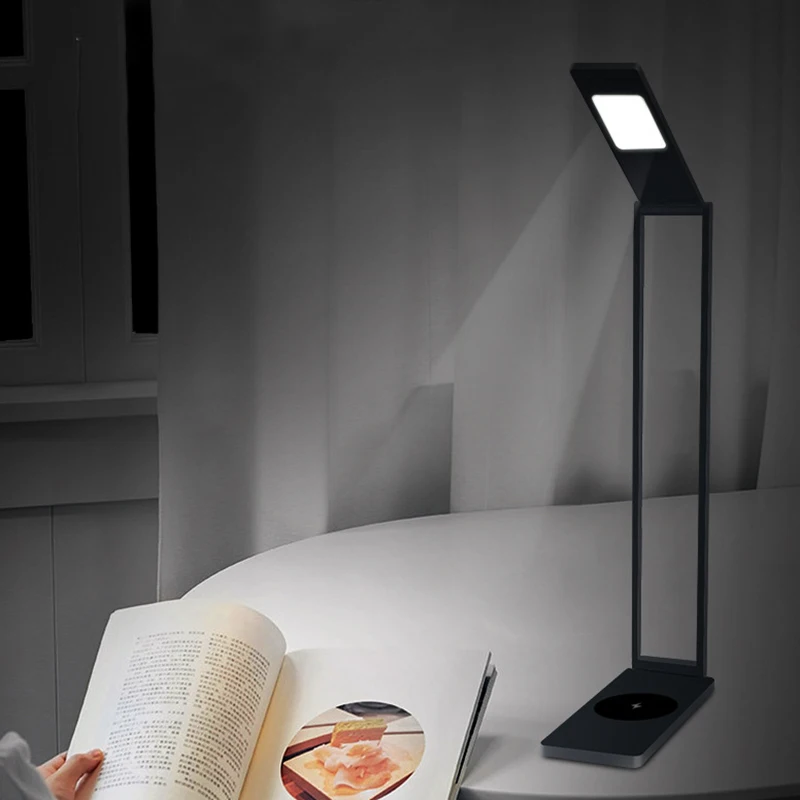 

Desk Lamp With Wireless Charger,Usb Charging,5 Brightness 3 Color,Adjustable Table Lamp For Office,Bedroom Or Dorm,Black,7W