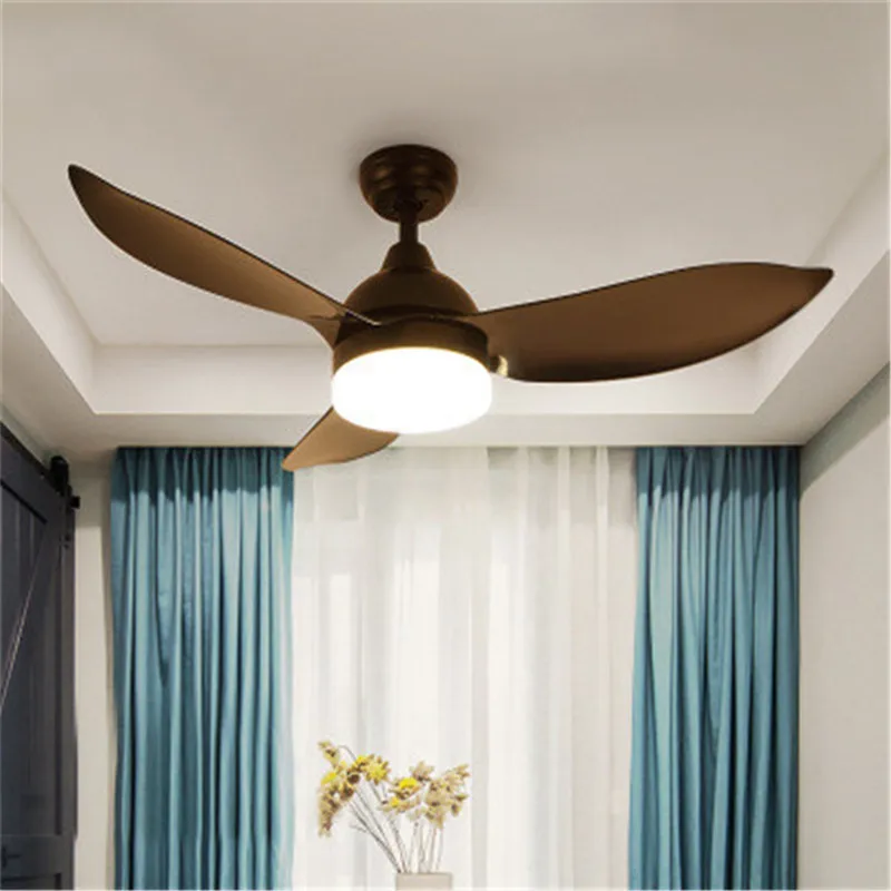 Nordic Restaurant LED Ceiling Fan Light Remote Control Bedroom Living Room Balcony Simple Modern Home Quiet Retro LED Fan Light