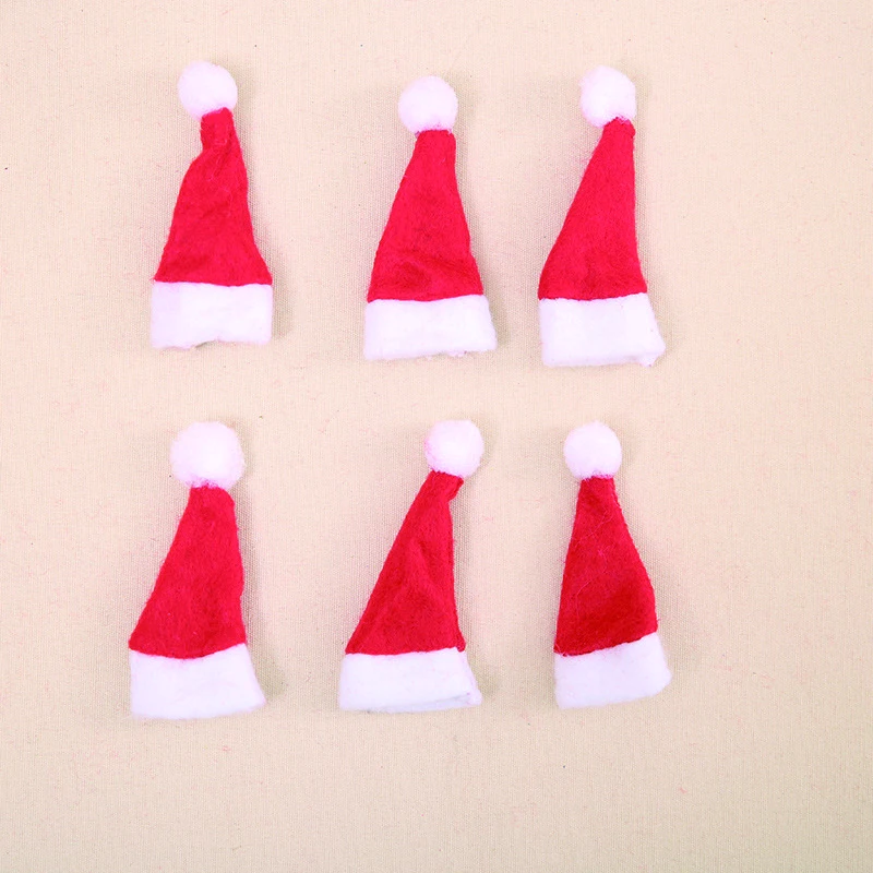 10 шт./лот мини Рождество Шапки красный Санта Клаус шляпа рождество на стол для домашнего ужина украшения Xmas вечерние палец Кепки игрушка год