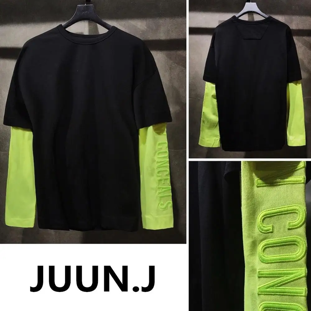 JUUN. J футболка для мужчин и женщин с длинным рукавом "консилки" логотип JUUN. J футболки с двумя рукавами хип-хоп JUUN. J Топ тройник Westbrook