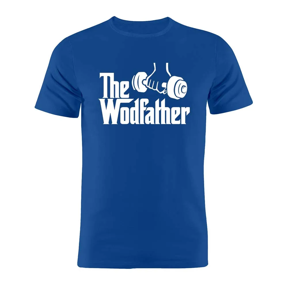 Мужская футболка хлопок The Wodfather Wod тренировка дня мотивация художественная работа Подарочная футболка - Цвет: Синий