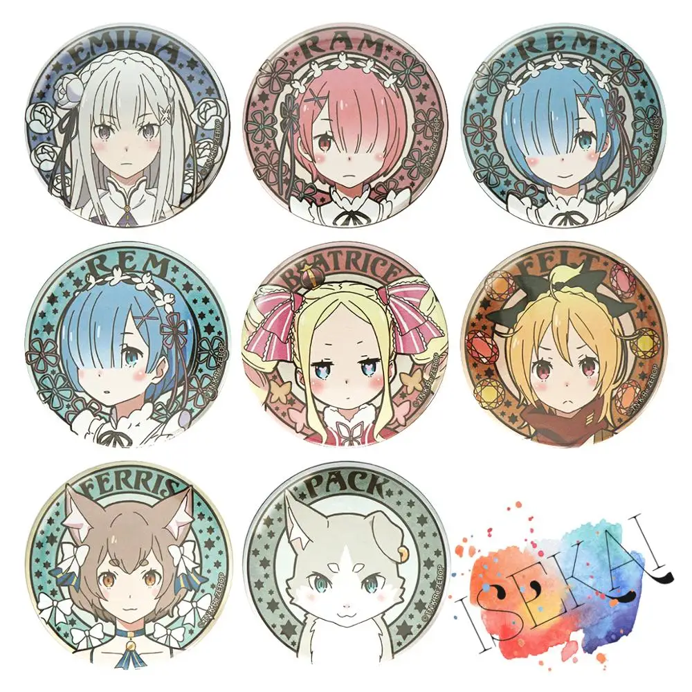 Insignia de Anime Rezero Rem Ram Emilia fliro fieltro Feruto ReZero