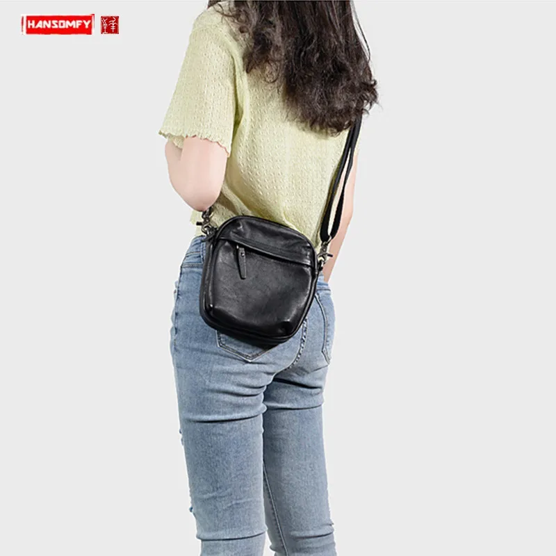 Simple New Women's Bag Genuine Leather Small Shoulder Crossbody Female Messenger Fashion Trend Ladies Street Bags | Багаж и сумки
