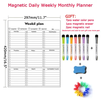 

Dry Erase Magnetic Weekly Monthly Planner Calendar Whiteboard Message Drawing memo schedule White board magnet board fridge