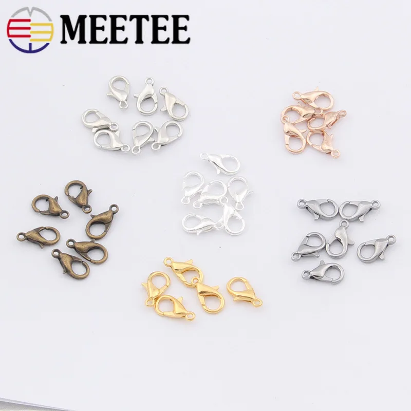Meetee 200 шт(10/12/14 мм) 100 шт.(16/18 мм), сделай сам, ювелирное изделие крюк Цепочки и ожерелья пряжки для браслетов металлическая застежка-лобстер цепочка аксессуары BF041