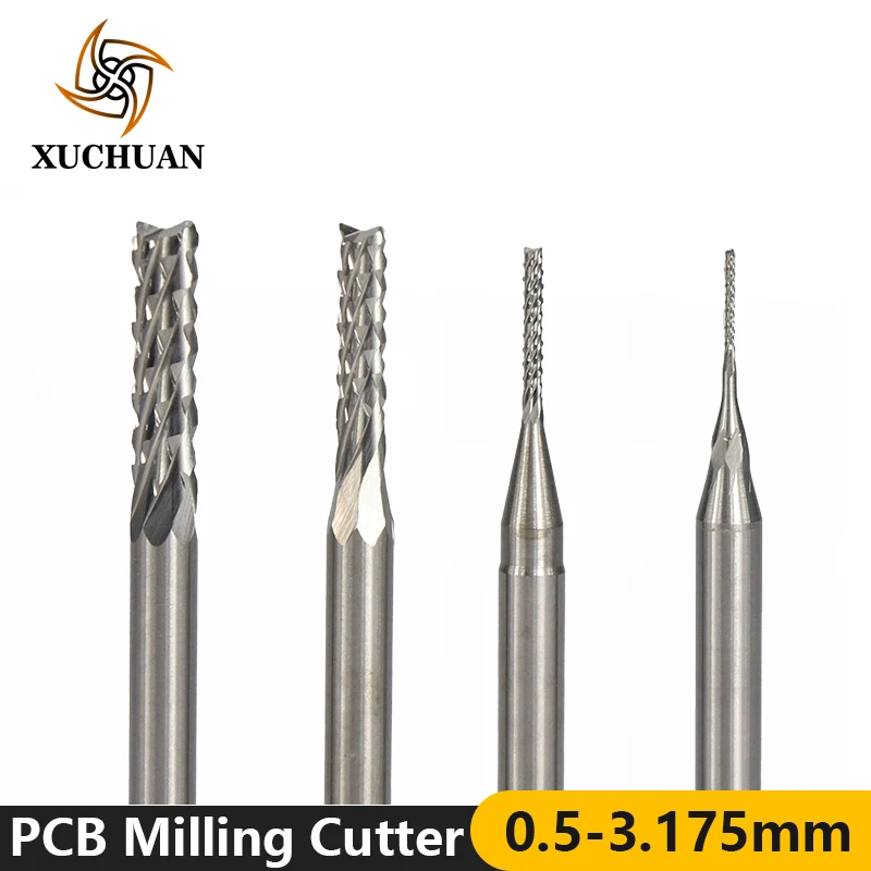 

0.5-3.175mm PCB Milling Cutter 3.175mm Shank CNC Routet Bit Set Tungsten Carbide End Mill