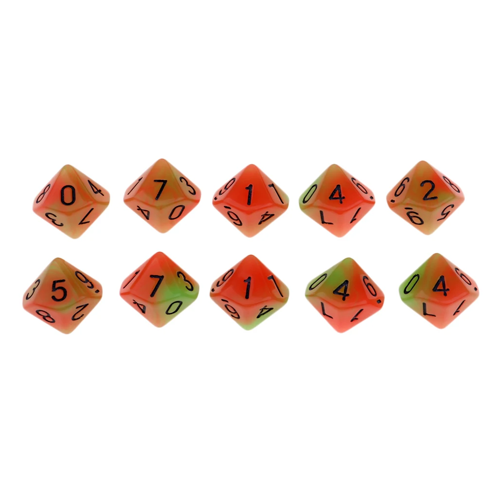 Tabletop Game 10pcs Dungeons Dragons Dice D10 D&D Luminous 1.6cm Multi Dice Set Night Luminous Dice Set