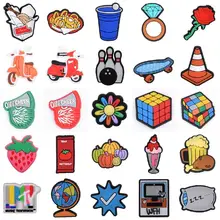 Hot Sale 1 Pcs PVC Croc Shoe Charms Colorful Rubik's Cube Shoes Decorations Motorcycle Sandals Accessories Spiritual Croc Charms