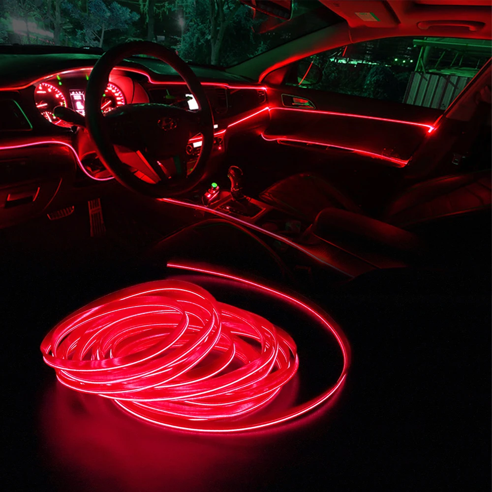 1M-5M Car Interior Atmosphere Wire Auto Strip Light LED Decor Lamp