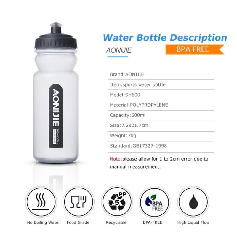 600 мл Спортивная бутылка для воды для занятий спортом на открытом воздухе BPA свободная Беговая велосипедная гидратация поясная сумка Чайник