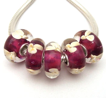 

JGWG1352 5X 100% Authenticity S925 Sterling Silver Beads Murano Glass beads Fit European Charms Bracelet diy jewelry Lampwork