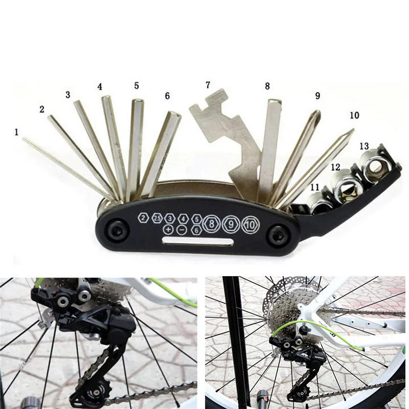 buy 1Pcs Portable 16 in 1 Multi function Cycling Bicycle Bike Repair Tool Kit Set for Regular Maintenance Emergency Bike repair Tool