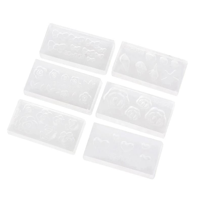6Pcs 3D Mold For Nail Art Decorations Diy Design Silicone Templates Pattern Manicure Beauty Nails | Красота и здоровье