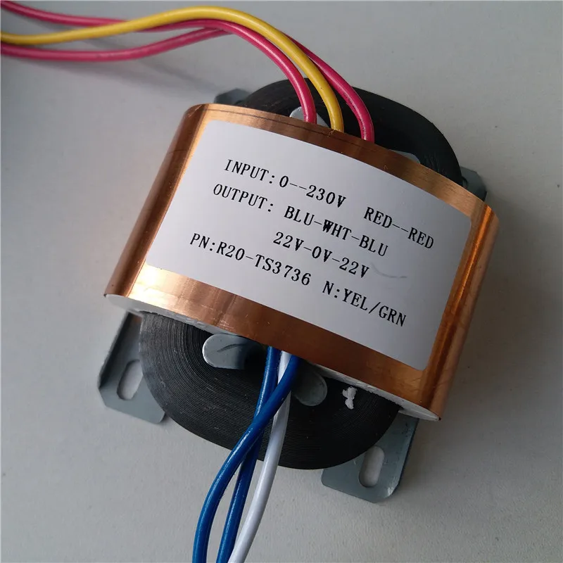 22V-0-22V 0.68A трансформатор R Core R20 пользовательские Трансформатор 230V 30VA медный щит
