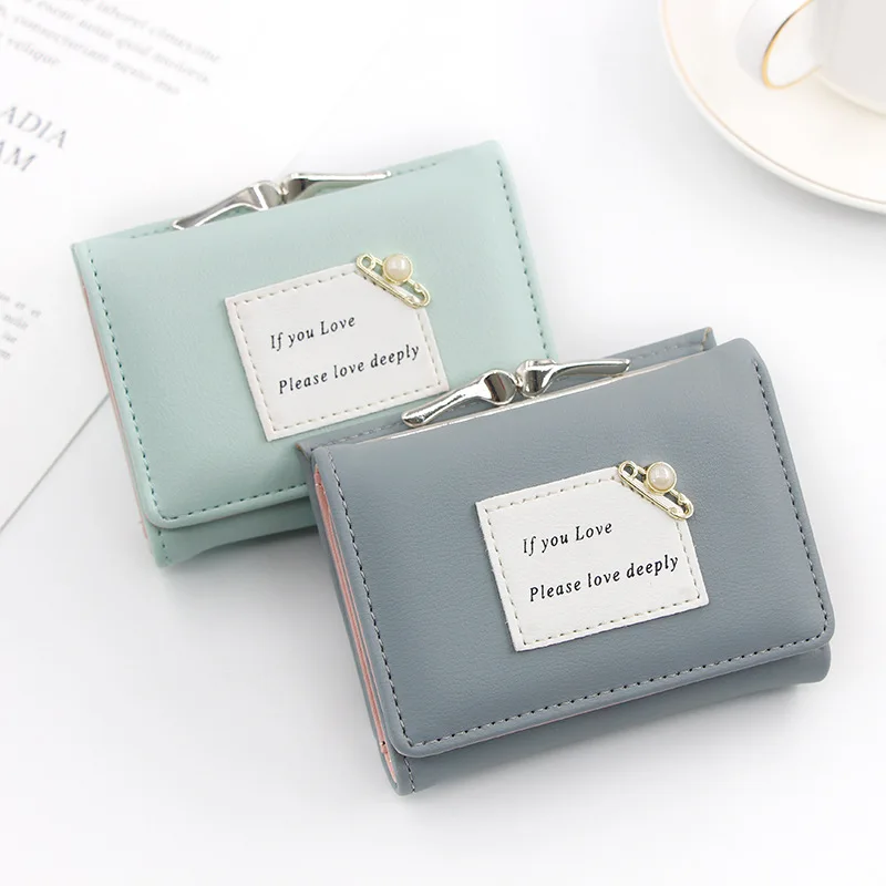 

2019 New Korean Style Women Wallet Short Paragraph Fashion Cute Wallet Tri-fold Coin Purse Clutch Bag Women Credit Card Bag
