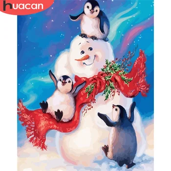 

HUACAN DIY Pictures By Number Portrait Kits Painting By Numbers Snowman Drawing On Canvas Hand Painted Picture Gift Home Decor