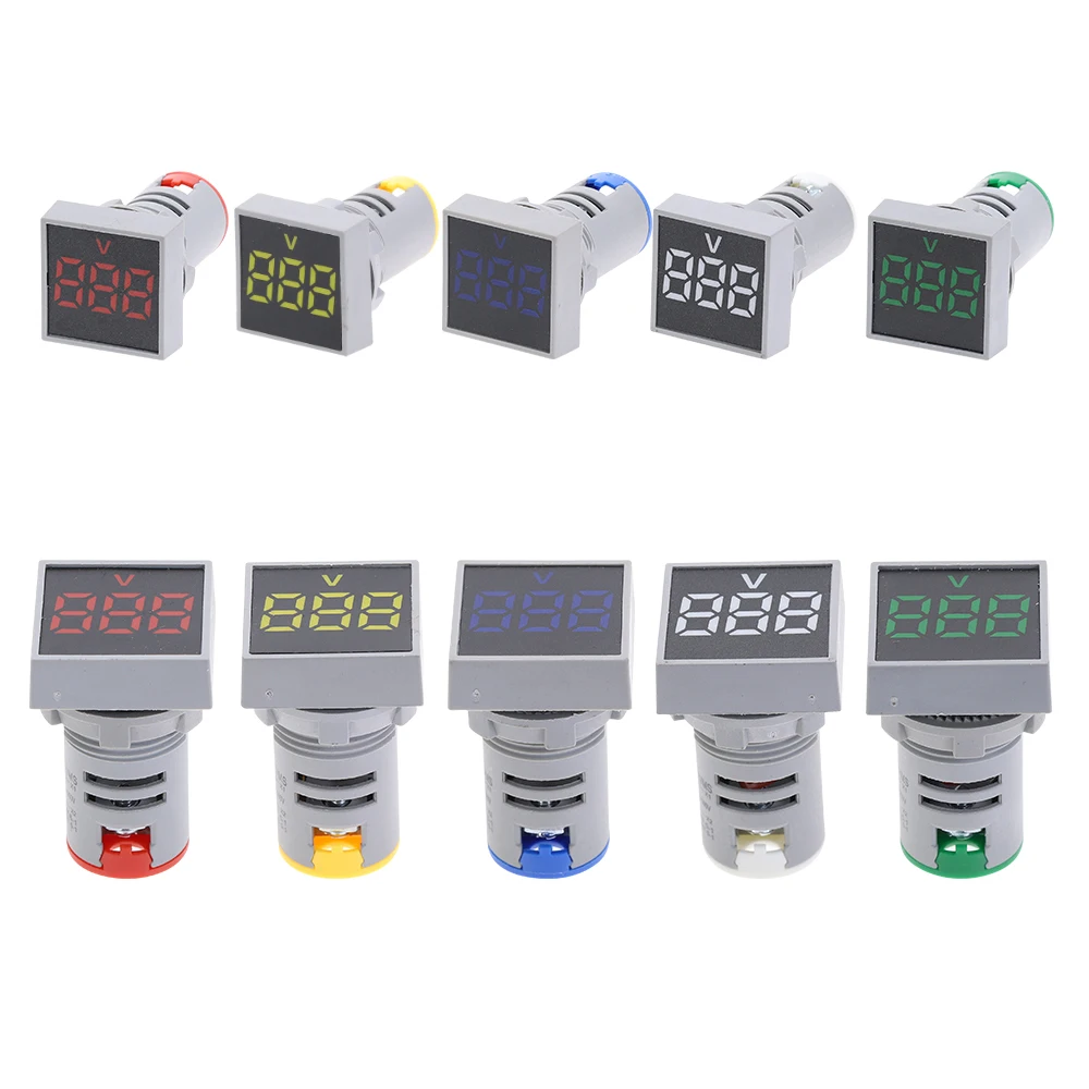 

22mm Square Measuring Range Current AC 20-500V Voltmeter Voltage Meter Indicator Pilot Light Digital Ammeter
