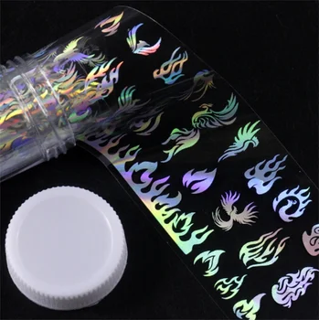 

4*100cm/Roll Holographic Nail Foil Flame Dandelion Panda Bamboo Nail Art Transfer Sticker Water Slide Nail Art Decals / 200pcs