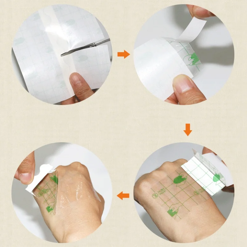 5cmx10m PU Transparent Film Roll Waterproof Adhesive Wound Dressing First Aid Fixation Tape Bandage