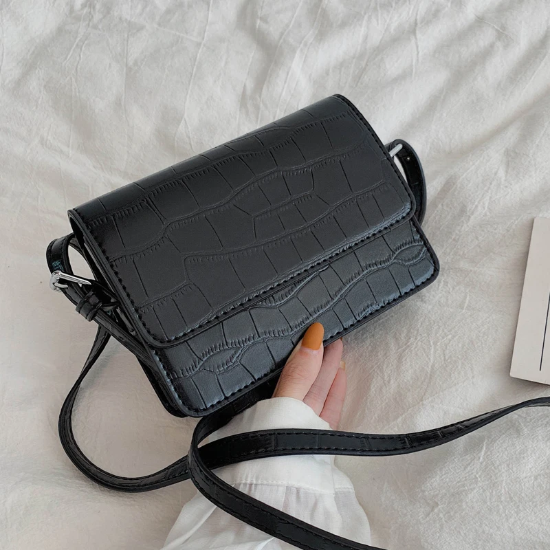  Stone Pattern Mini Leather Crossbody Bags For Women 2019 Solid Color Shoulder Messenger Bag Luxury  - 4000022543460