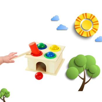 

Square Hammer Box Knock Ball Table Montessori Early Childhood Color Teaching Toy