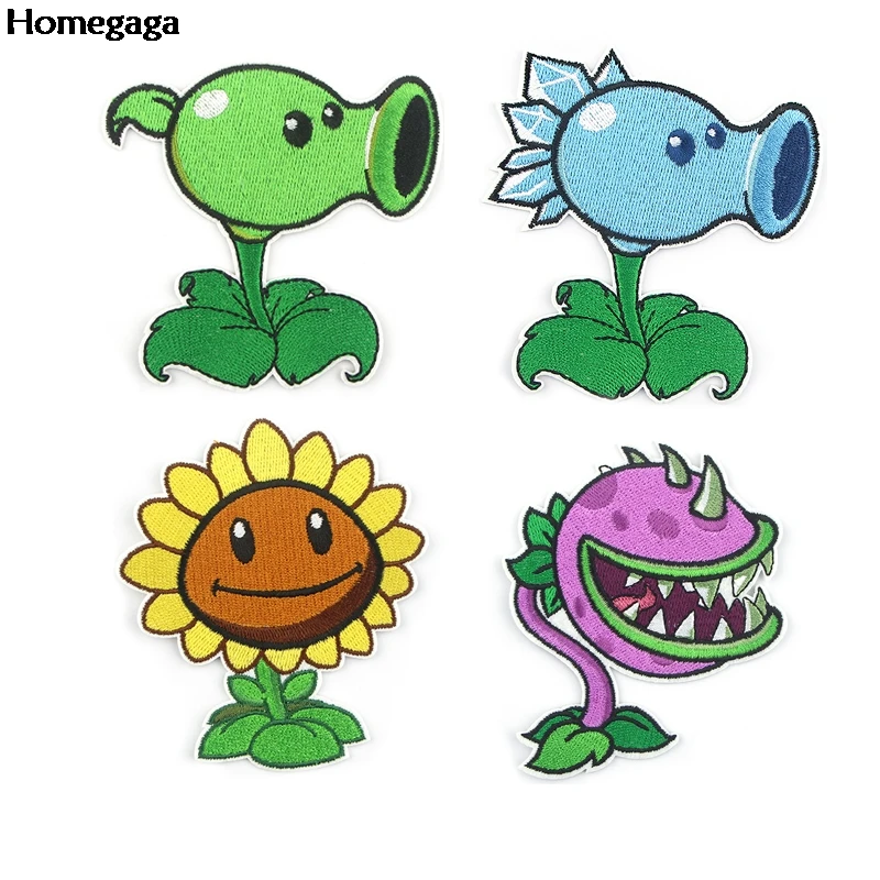 Homegaga нашивки из мультфильма Растения против Зомби железа для одежды классные с
