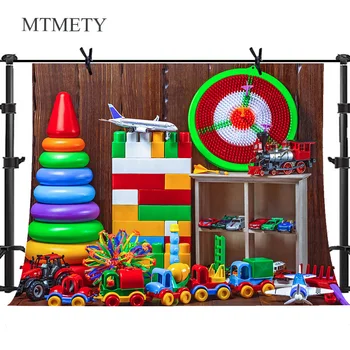 

Children Boy Toy Bus Aircraft Photography Backgrounds Customized Photographic Backdrop for Photo Studio