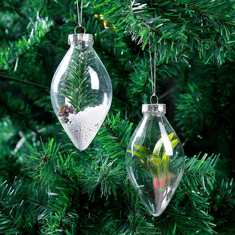 

10pcs DIY Christmas Tress Decorations Ball Gift Present Candy Box ransparent Open Clear Bauble Ornament