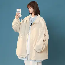 

Workwear Jacket Women Cardigan Jackets Zipper Sleeve Stitch Spring Autumn Loose Casual High Street Baseball Uniform Coat Trend