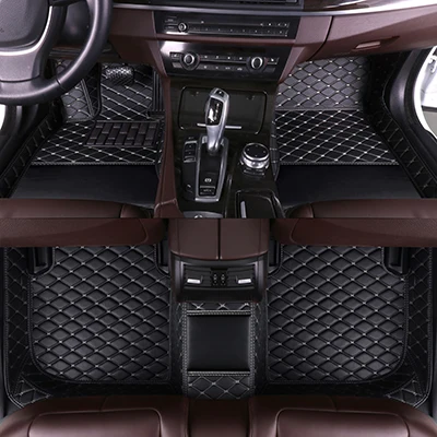 WLMWL автомобильные коврики для peugeot 206 307 407 207 2008 3008 508 208 308 406 301 все модели с логотипом на заказ ковер автомобиля чехлы - Название цвета: Black Beige line